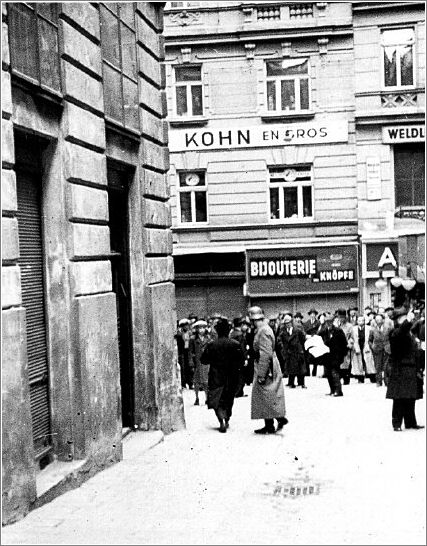 Jews in Vienna detained at an intersection by German soldiers